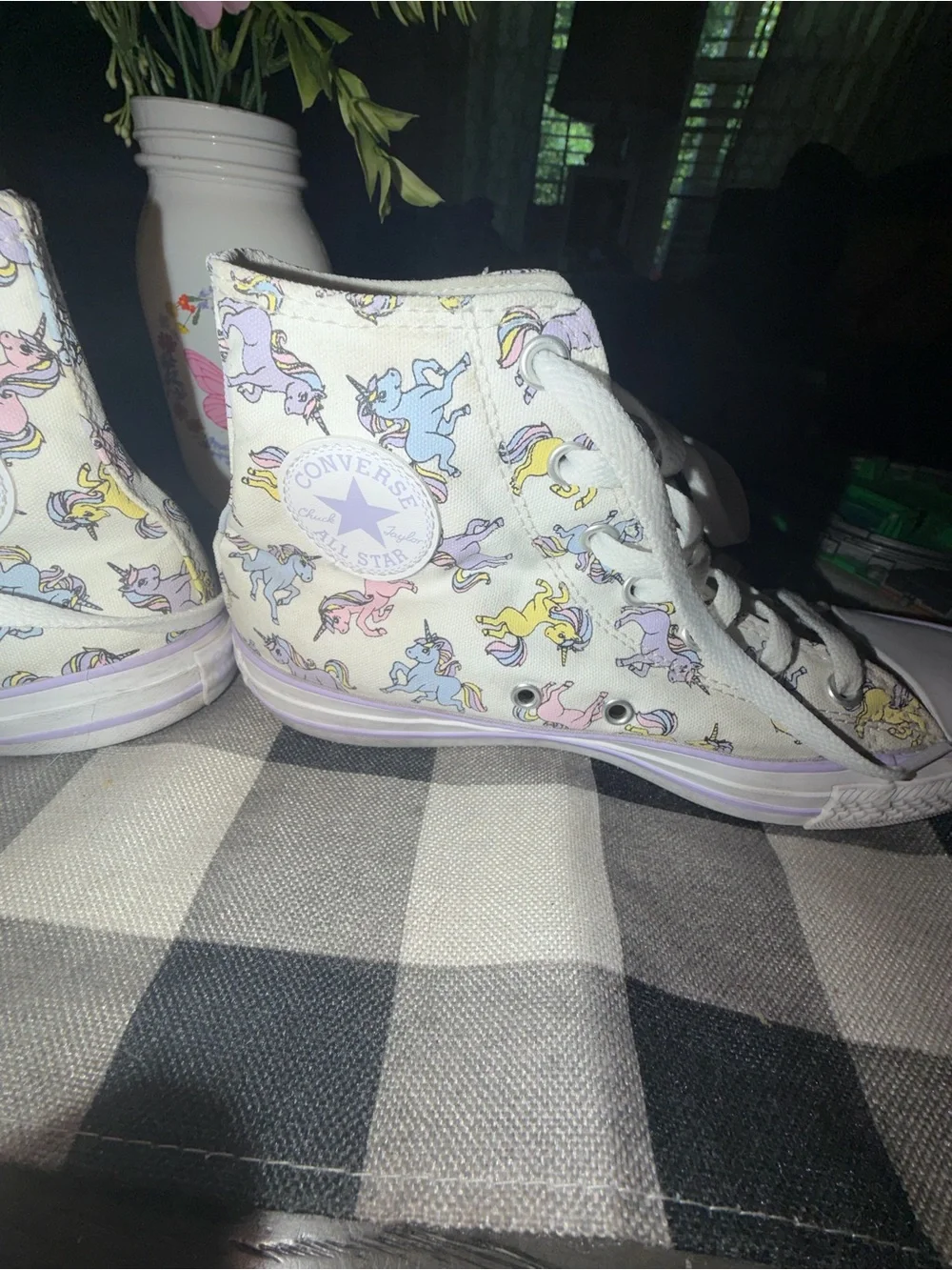 Converse Unicorn Chuck Taylor High Kids Women Sneakers White Violet Canvas 5.5